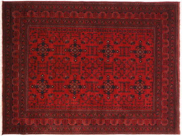 handmade Tribal Biljik Khal Muhammadi Drk. Red Black Hand Knotted RECTANGLE 100% WOOL area rug 6x8